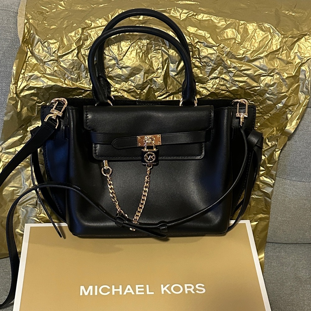 Michael Kors Black Satchel with Gold Accents Used Once